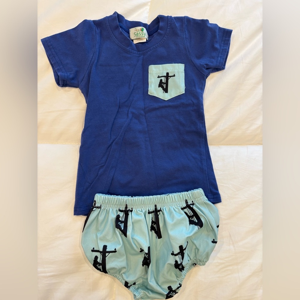 Sassy Stitches Lineman 18m outfit